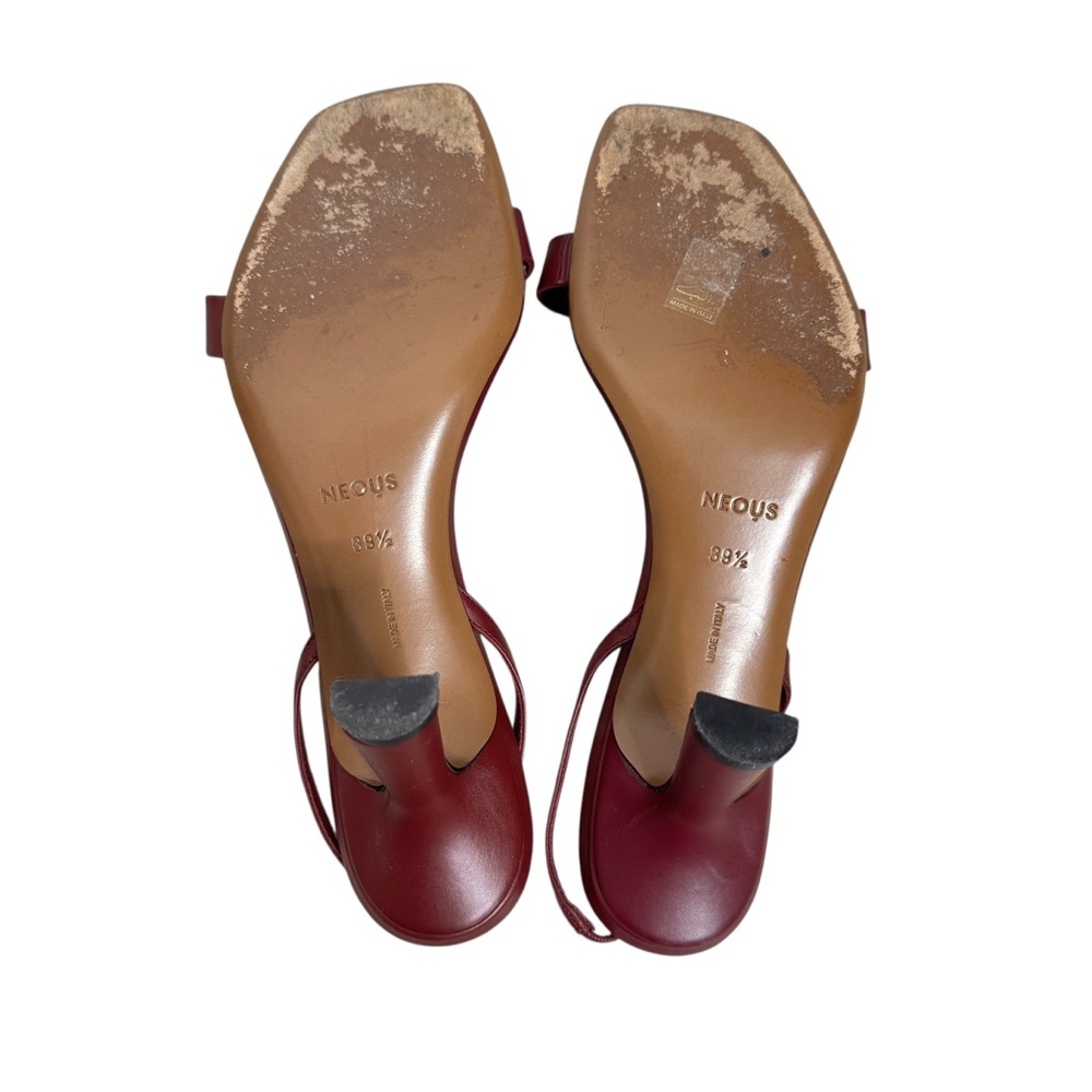 Neous Burgundy Slingback Kitten Heel Sandals - Picture 3 of 7